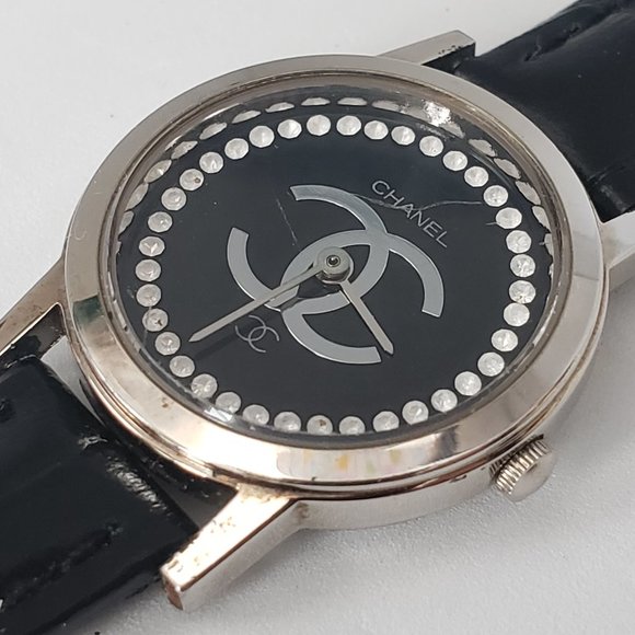 Rhinestone Crystal Embellished Dial Crocodile Leather Band Wrist Watch main image 7